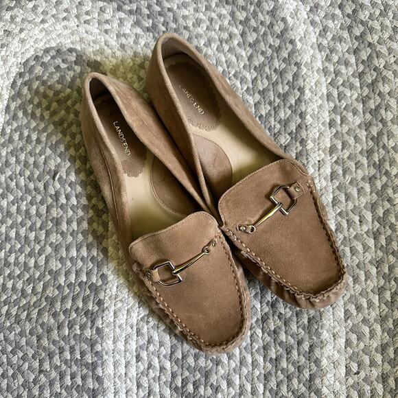 Lands End Women's Comfort Tan Suede Leather Horsebit Loafers Size 10 10b $99 - Picture 3 of 11